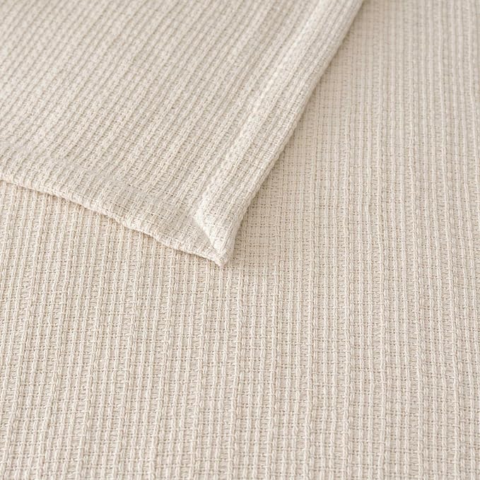 Martha Stewart - Queen Bed Blanket, 100% Cotton Textured Basket Weave Bedding, Breathable & Lightweight Blanket for Couch or Bed, Bedford Tile Pink