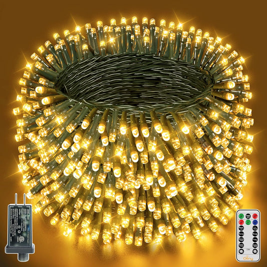 Ollny Christmas Lights, 1000LED 328FT Long Christmas Tree Lights with 8 Modes Remote Timer IP44 Waterproof, Outdoor Christmas Lights for Tree House Yard Outside Xmas Decorations Warm White