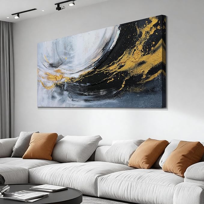 Acocifi Textured Abstract Canvas Wall Art for Living Room 58"x29" | vertical or horizontal hanging, waterproof, non-fading, large artwork for office bedroom home decor, easy to hang