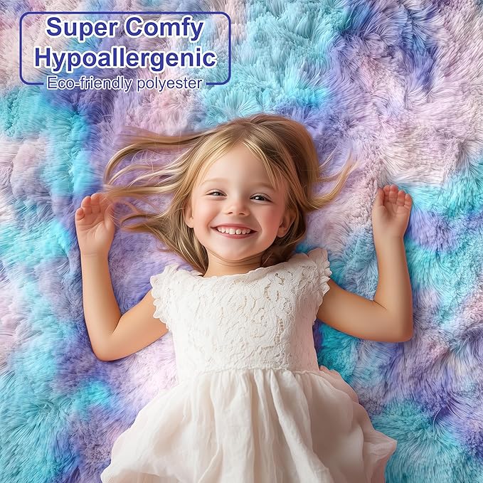PAGISOFE Adorable Furry Rainbow Rugs for Bedroom Girls, 2x4 Soft Purple Shag Tent Rugs for Livingroom, Bedside, Kids Room, Nursery, Home Decor, Fluffy Fuzzy Carpet Plush Mermaid Kawaii Throw Pink Rug