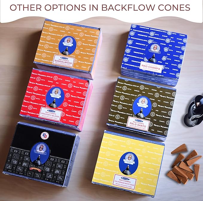 Palo Santo Backflow Incense Cones for Waterfall Aromatic Smoke Fountain Haze Falls and Mat Bundle - Pack of 12