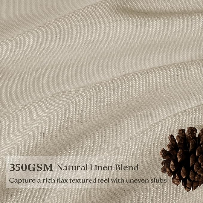105 Inch Linen Curtains Pinch Pleated 2 Panels for Living Room Dining Light Filtering Semi Sheer Memory Trained Pinch Pleat Back Tab Bedroom Curtains Neutral Earthy Tone Flax Drapes Beige Tan Oatmeal