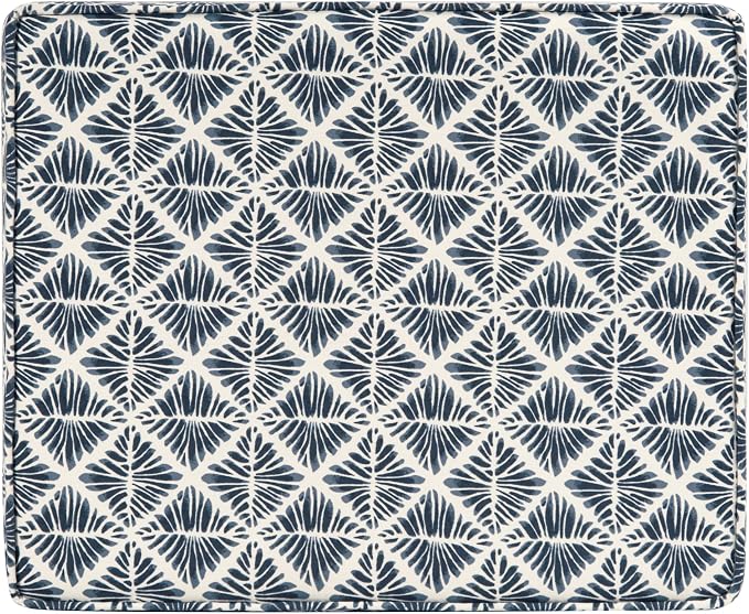 HomePop 22" Modern Rectangular Storage Ottoman - Blue Geometric Pattern