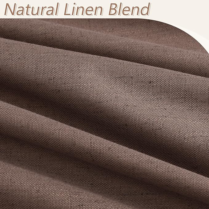 Guken 100% Blackout Curtains 84 Inch Length 2 Panels Set for Living Room Bedroom Back Tab Thermal Insulated Black Out Linen Drapes Room Darkening Mocha Mousse,52x84