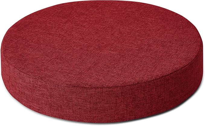 AddGrace 2.5" Thick Non Slip Round Chair Pad 1 Pack, 16", Red | Machine-Washable Cover, Non-Slip, for Kitchen, Dining Room, Office, Floor, Bistro Cafe, for 16" Ottoman, 16" Round Stool