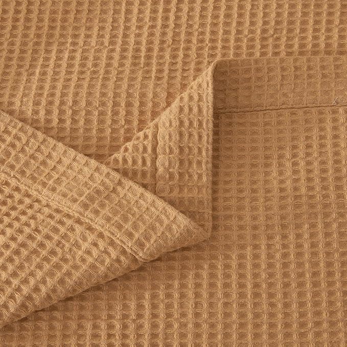 100% Cotton Yellow Blanket Twin Size for Bed - Breathable and Soft, Waffle Weave for Summer Spring, 90x66 Inches (Marigold)