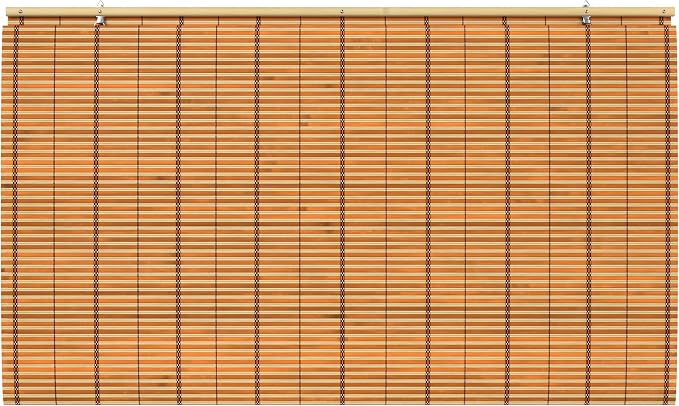 Red Lantern Burnt Bamboo Cordless Window Shade - Two-tone Honey, 48" Wide