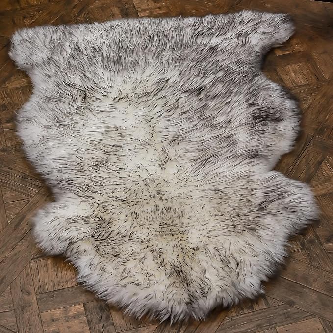 WaySoft New Zealand Sheepskin Area Rug – Genuine Fluffy Wool, Multiple Sizes, Bedroom or Living Room Decor(2ft x 3ft,Blacktip)