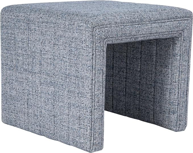 HomePop 19" Modern Waterfall Ottoman - Blue Gray Woven Fabric