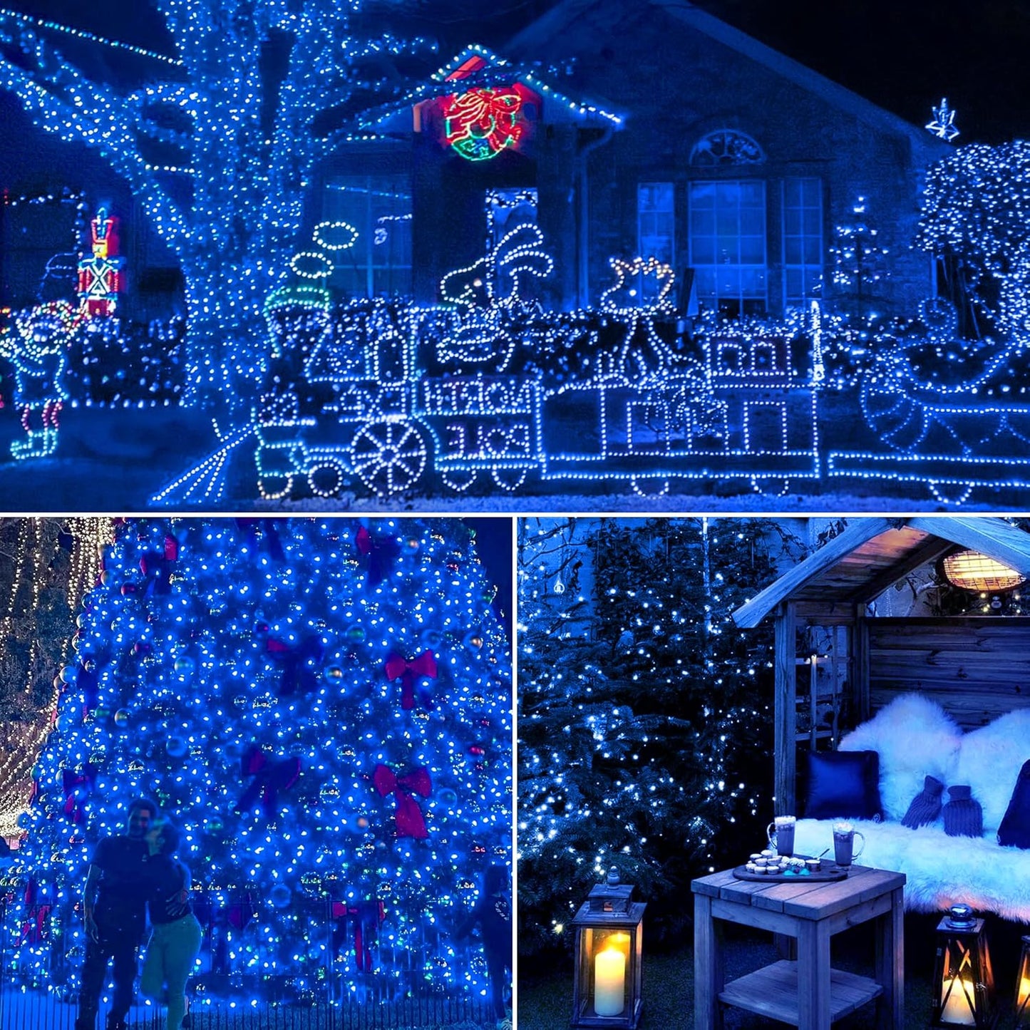 woohaha Christmas Lights Indoor Outdoor,2PACK 13FT 50-Count Lights Incandescent Mini Halloween String Light,120V UL Certified Green Wire Light for Xmas Tree,Patio,Holiday,Party,Home,Garden Decor,Blue