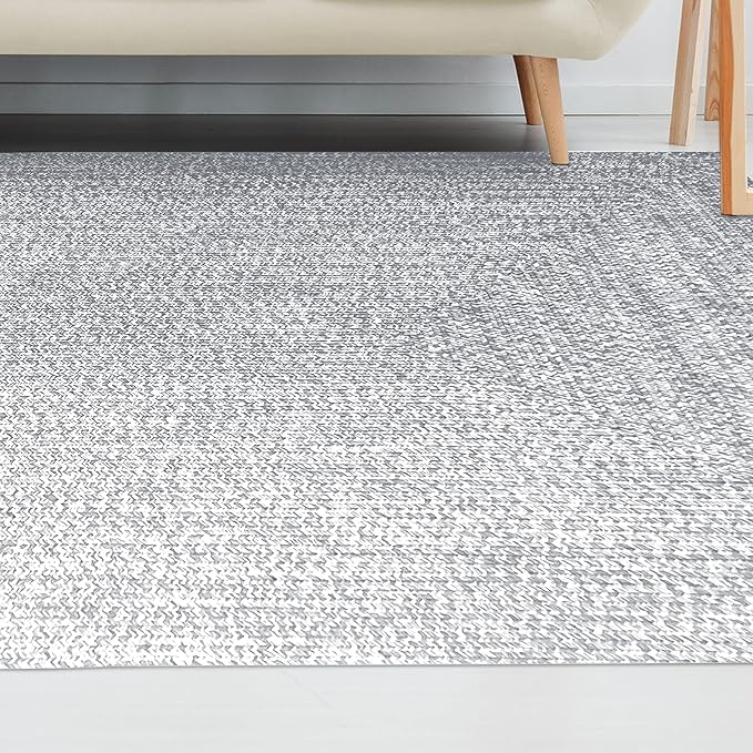 Superior Large Indoor/Outdoor Area Rug, Multi-Tone Reversible Braided Floor Decor for Patio, Front Porch, Entryway, Living Room, Office, Nursery, Artistic Home, 6' x 9', Slate-White