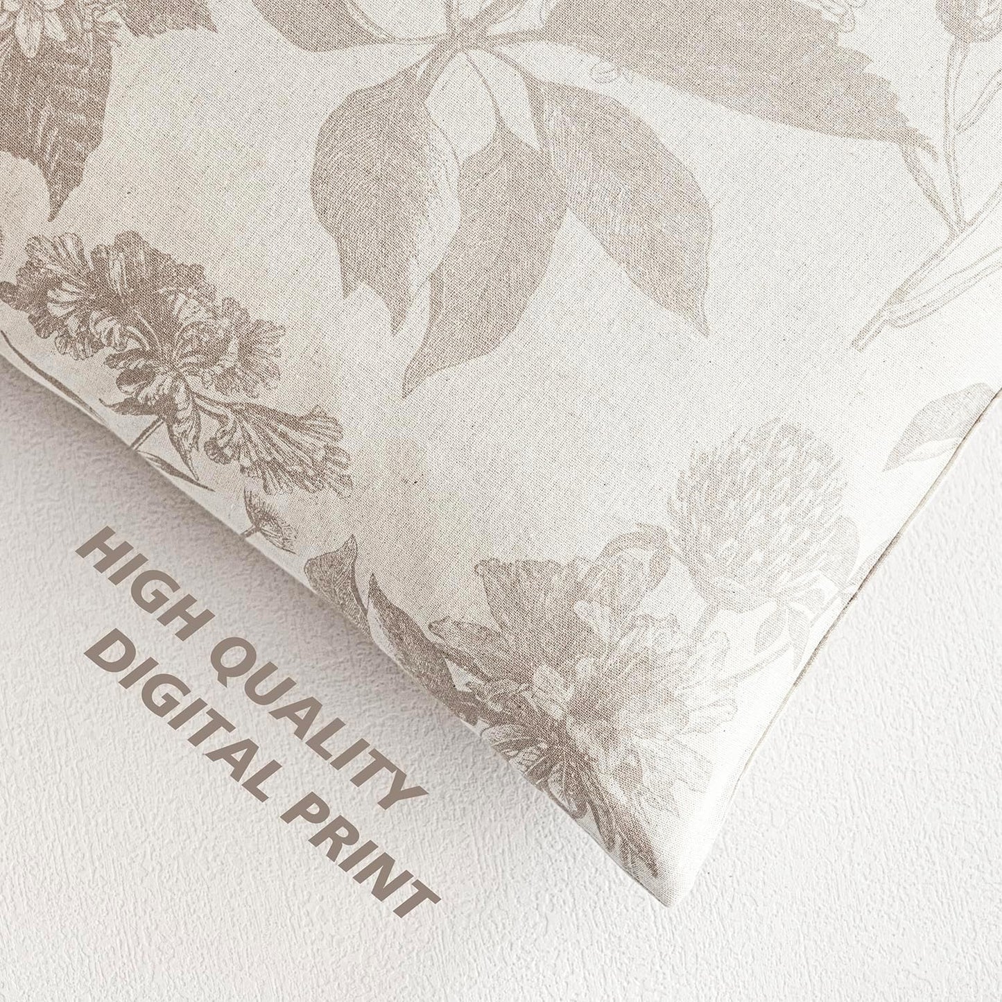 Foindtower Set of 2 Linen Floral Vintage Throw Pillow Covers Neutral Accent Decorative Cushion Covers Farmhouse Boho Home Decor for Sofa Chair Couch Bedroom Living Room Outdoor,20×20 Inch,Tan Beige
