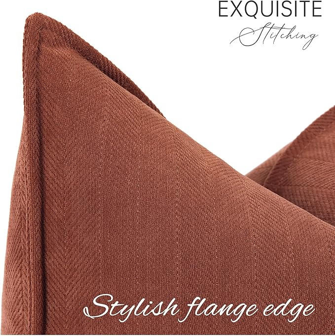ZWJD Rust Throw Pillow Covers 26x26 Set of 2 Chenille Fall Pillow Covers with Elegant Design Soft and Luxurious Decorative Throw Pillows for Couch, Bed, and Home Decor