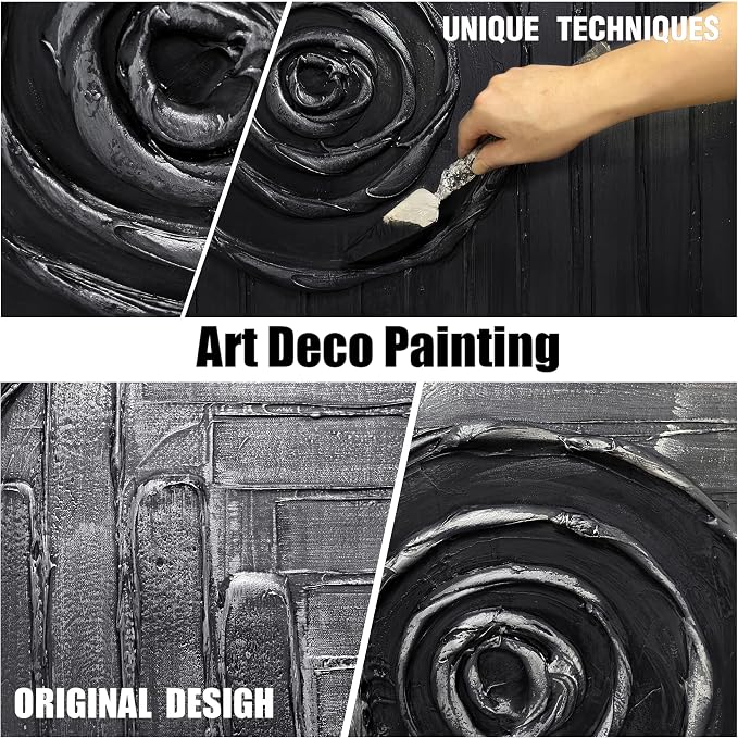 Extra Large Wall Paintings for Hotel Black and Silver Circles Wall Decorations for Living Room Abstract Office Wall Decor Size 36 x 72 Inch