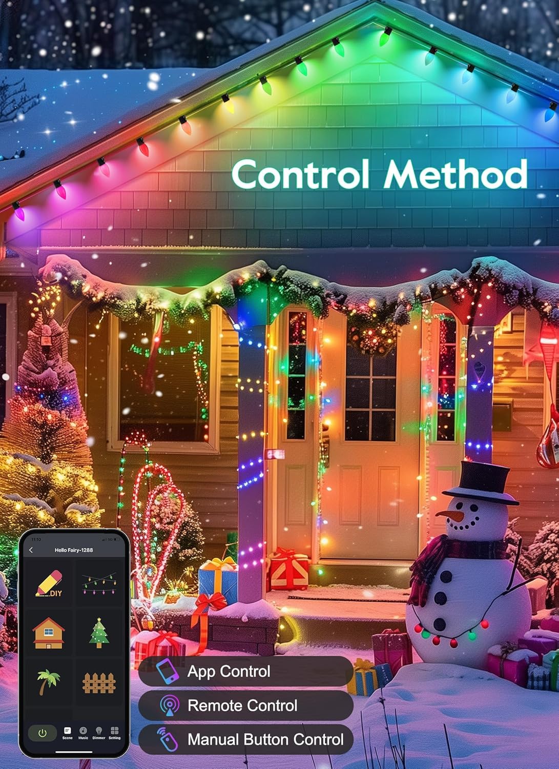 Brightown C9 LED Christmas Lights Outdoor, 150 LED RGB Smart Christmas Tree Lights with Music Sync APP Controlled, Waterproof Connectable C9 String Light for Indoor House Party Patio Garden Decor