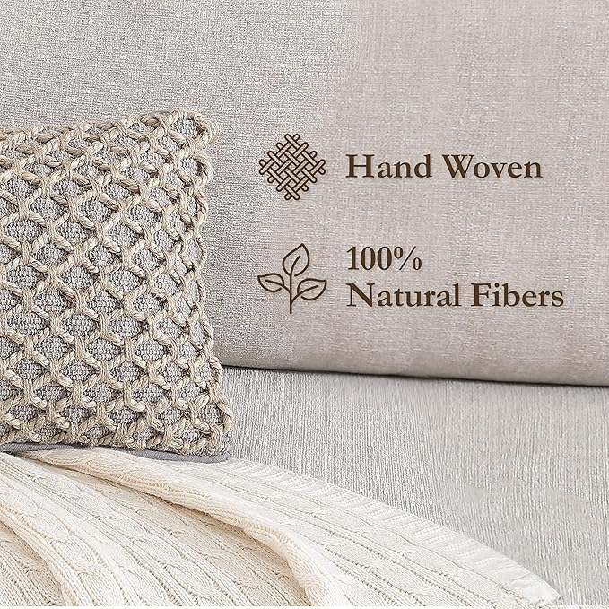 Boho Living Jada Premium Woven Design, Decorative Throw, Living Room Décor, (1) 12" x 20" Pillow Cover, Grey