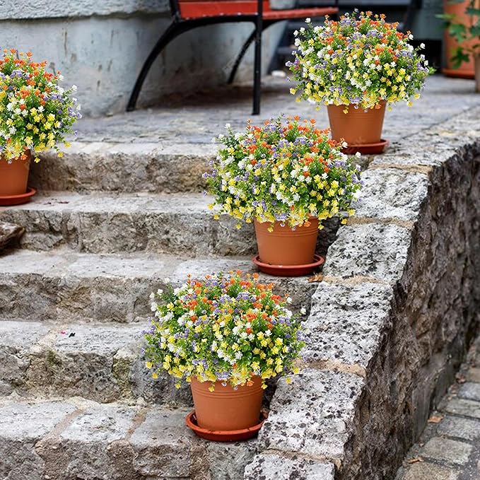 NETAP Outdoor Artificial Flowers UV Resistant, 20 Bundles Fake Realistic Floral Greenery Plants for Outside Porch, Window Boxes, Garden, Yard, Inside Home Table Decor, MixColorA