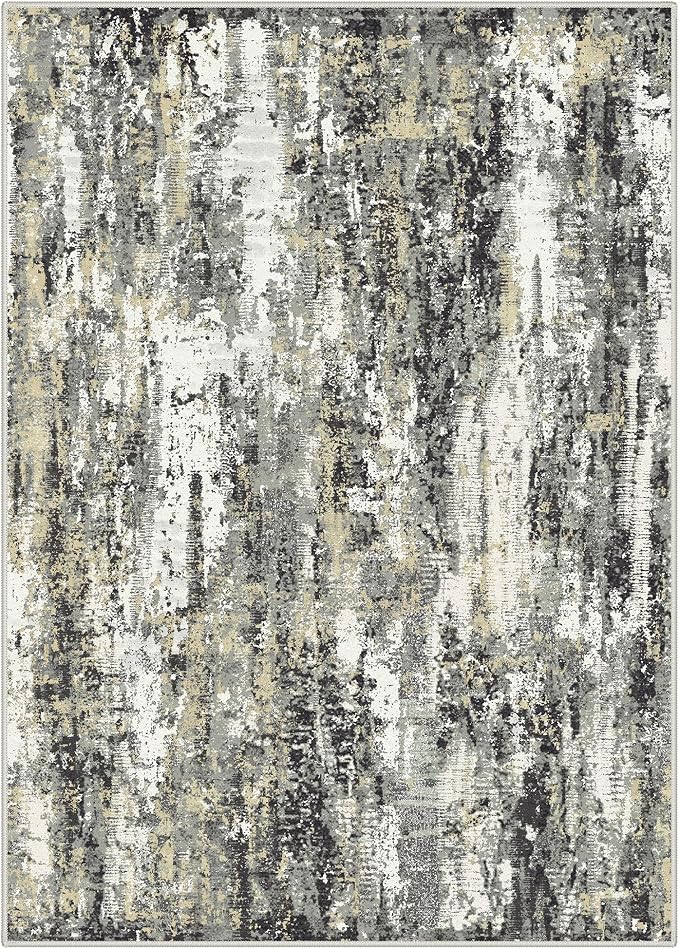 BEIMO Area Rugs 5x7 for Living Room Bedroom, Modern Abstract Machine Washable Rug, Large Soft Low Pile Floor Carpet with Non Slip Backing for Dining Room, Black/Beige