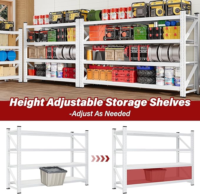SISESOL 5000LBS Heavy Duty Garage Shelving Units,60" Wide & Deep Storage Shelves,White Metal Garage Shelves,Large Storage Rack,Steel Shelf,Industrial Shelving for Shop,Warehouse,60" W x 24" D x 70" H