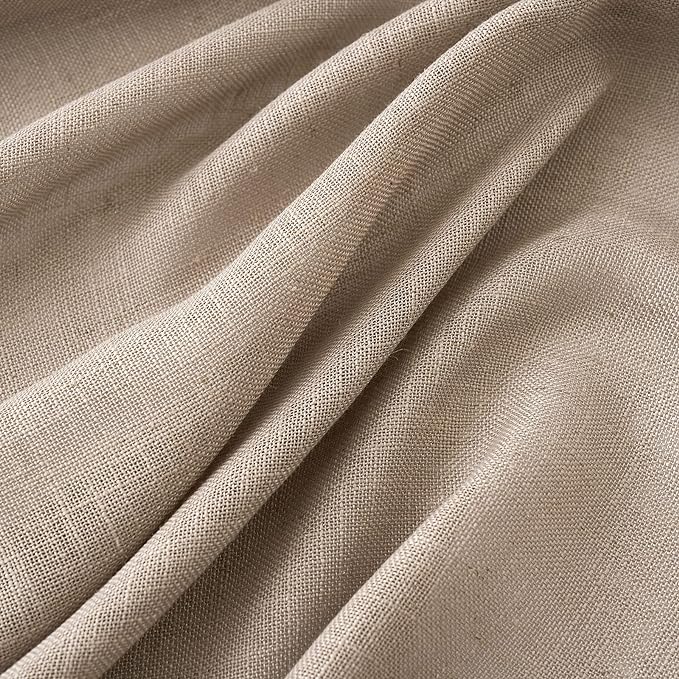 MIULEE Taupe Linen Curtains 84 Inch Length for Bedroom Living Room, Soft Thick Linen Textured Window Drapes Semi Sheer Light Filtering Rod Pocket Back Tab Burlap Look, 2 Panels, 37x84 Inches
