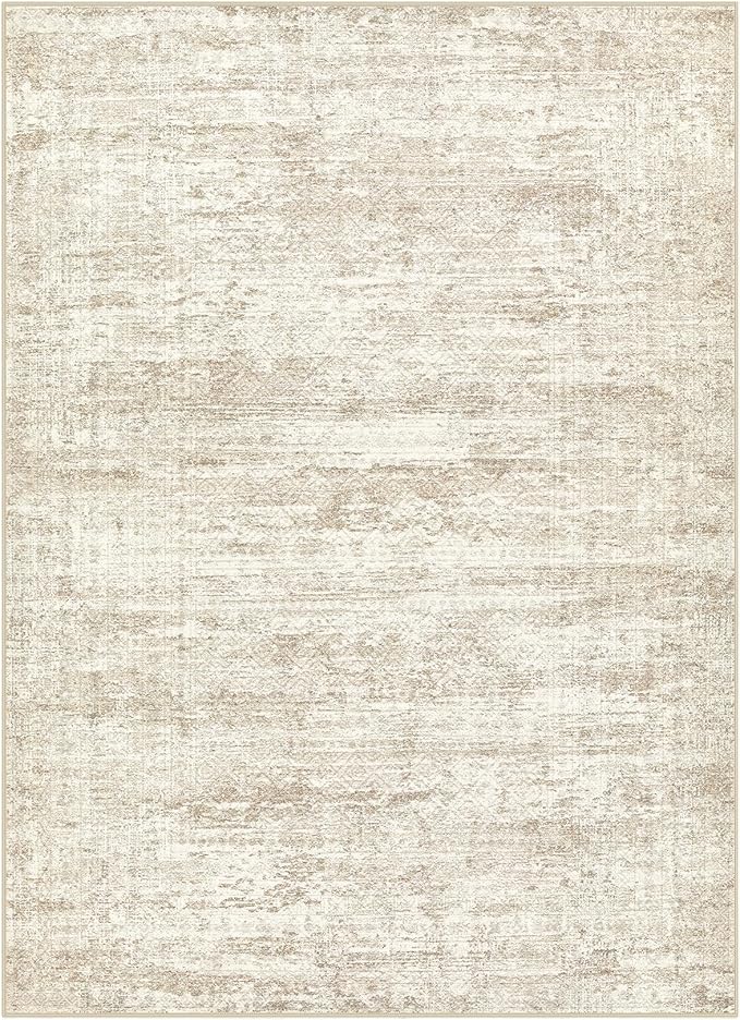 UERMEI 4x6 Area Rug Living Room Rugs - Washable Neutral Modern Abstract Soft Thin Rug Indoor Floor No Slip Rug Carpet for Bedroom Under Dining Table Home Office Decor - Beige/Brown