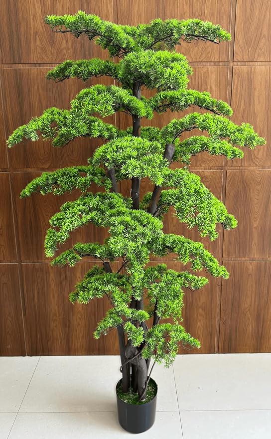 6FT Artificial Bonsai Tree in Pot – Large Realistic Cedar Tree Faux Pine Plant for Home & Office Decor, Hotel Lobby Entryway Greenery