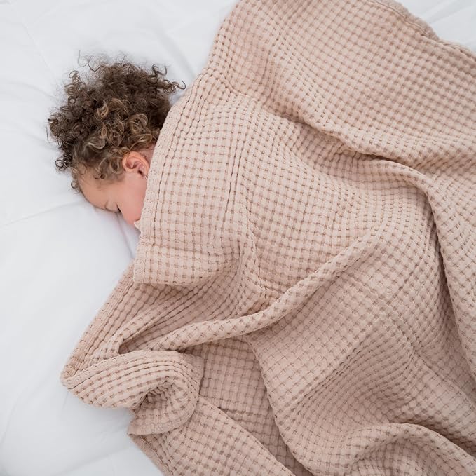 Comfy Cubs Waffle Weave Baby Blanket - 40” x 40” Cotton Blanket with Textured Design - Lightweight Swaddle for Bed, Crib, Stroller, or Couch - Soft and Cozy Cover for Toddlers, Boys & Girls - Blush