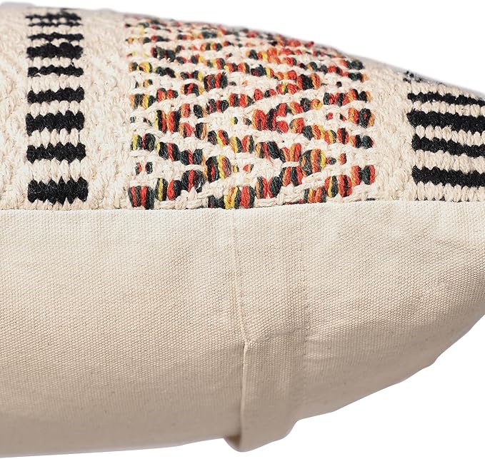 REDEARTH · Textured Throw Pillow Cushion Covers - Boho Tufted Decorative Farmhouse Cases Fall Set for Couch - Sofa - Bed - Dining - Patio - Outdoor - 100% Cotton (18"x18", Motley Bohemia) Pack of 2