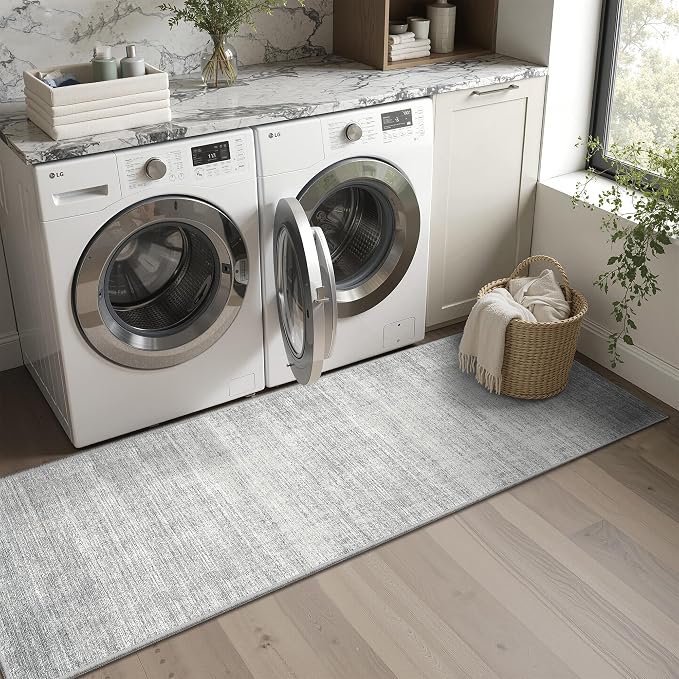 Valenrug Washable Rugs 2x6 - Stain Resistant 2x6 Area Rugs for Living Room, Non Slip Backing Large Area Rugs for Bedroom, Folable Machine Washable Area Rug (2'x6', Grey)