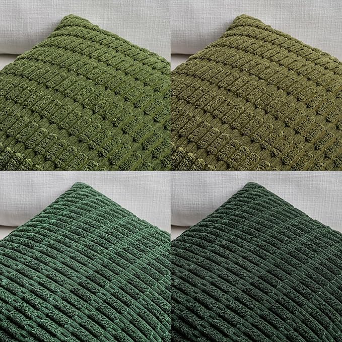 Fancy Homi 4 Packs Decorative Throw Pillow Covers for Living Room Couch Bed, Modern Farmhouse Boho Home Décor Accent Cushion Case, 20" x 12" (Pack of 4), Green Series