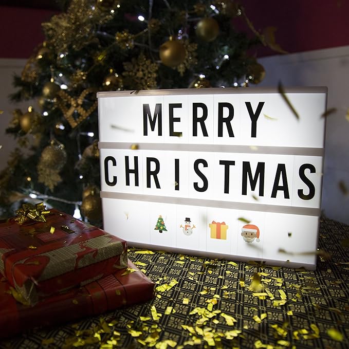 BONNYCO Cinema Light Box with 400 Letters, Symbols, Emojis, 2 Markers and USB. Led Light Box Home Decor, Room Decor. Cinema Led Sign Letters Board, Novelty Gifts Christmas, Birthdays. Marquee Lightbox