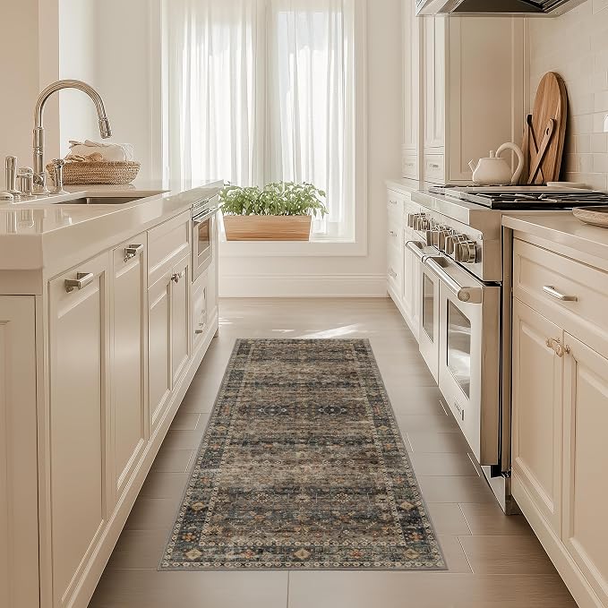 Ruaruarug Washable Area Rug Runner 2×6 for Kitchen Living Room Bedroom, Ultra Soft Non Slip Stain & Fade Resistant, Pet & Kids Friendly, Suitable for High Traffic Areas Easy to Clean, Camel
