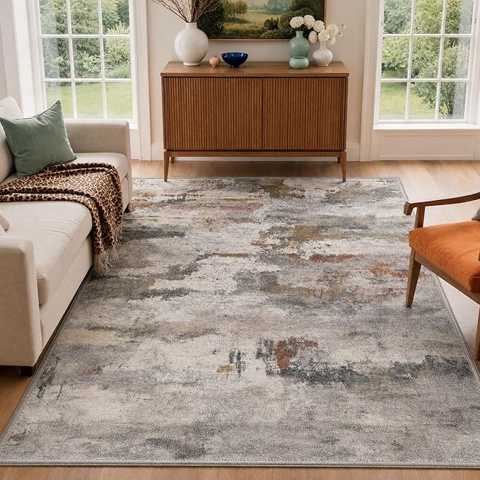BEIMO 2X5 Runner Rug for Hallway Kitchen, Machine Washable Runners Rug for Entryway, Soft Modern Abstract Throw Rugs, Low Pile Floor Cover with Non Slip Backing, Dusty Taupe