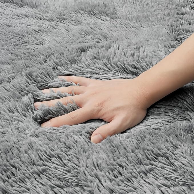 5x7 Area Rug for Living Room:Ultra Soft Fluffy Shag Light Grey Rugs,Large Fuzzy Plush Indoor Non Slip Carpet Washable Rug for Bedroom Kids Nursery Office Dorm Modern Decor(Light Grey 5'x7')