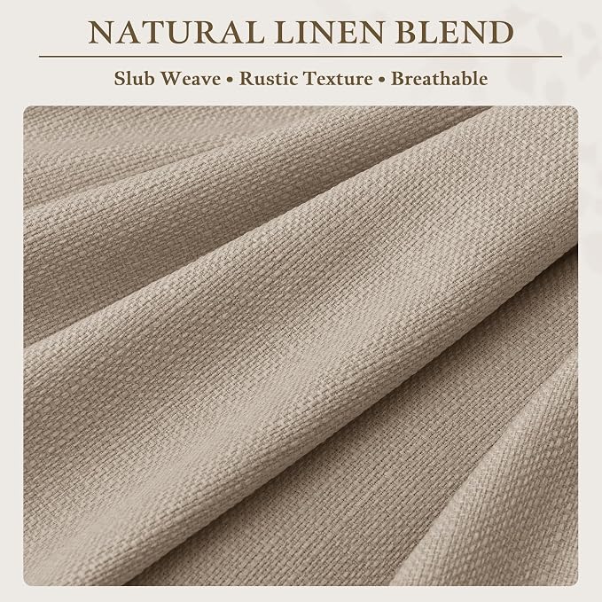 Pinch Pleated Linen Curtains 120 Inch Length Farmhouse Burlywood Birch Tan Linen Pinch Pleat Curtains for High Living Room Light Filtering Semi Sheer Drapes Floor to Ceiling Extra Long Window Drapes