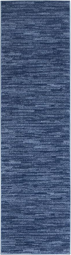 Nourison Home Nourison Essentials Navy Blue 2'2" x 10' Area Rug - Easy Clean, Non Shedding, Bed Room, Living Room, Dining Room, Kitchen (10' Runner)