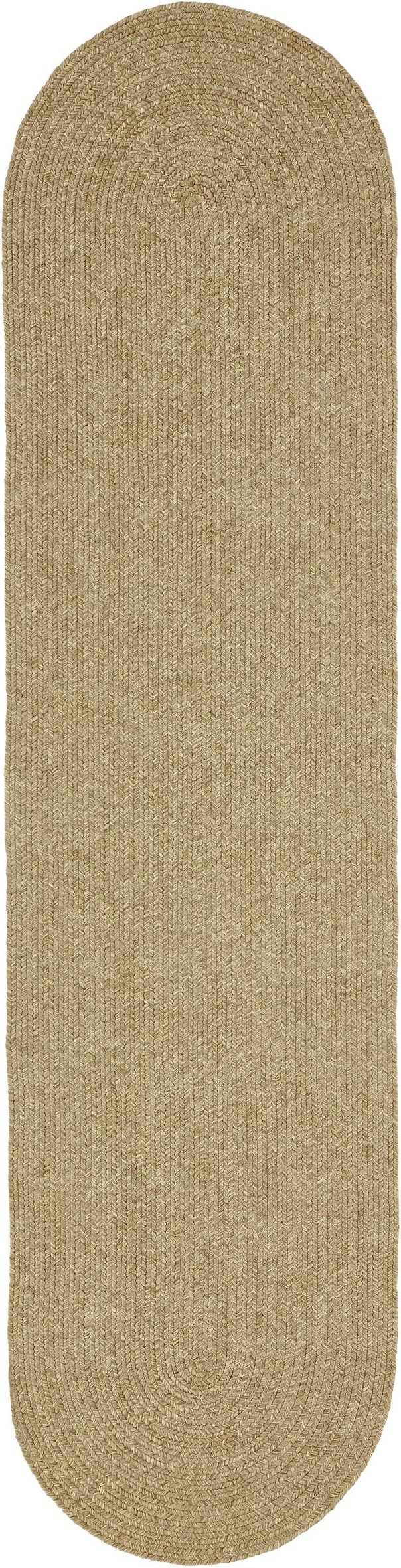 Superior Indoor/Outdoor Runner Rug, Reversible Braided Floor Decor for Living Room, Kitchen, Patio, Front Porch, Modern Boho Farmhouse Rugs, Hardwood, Bedroom Accessories, 2' x 8' Oval, Canvas