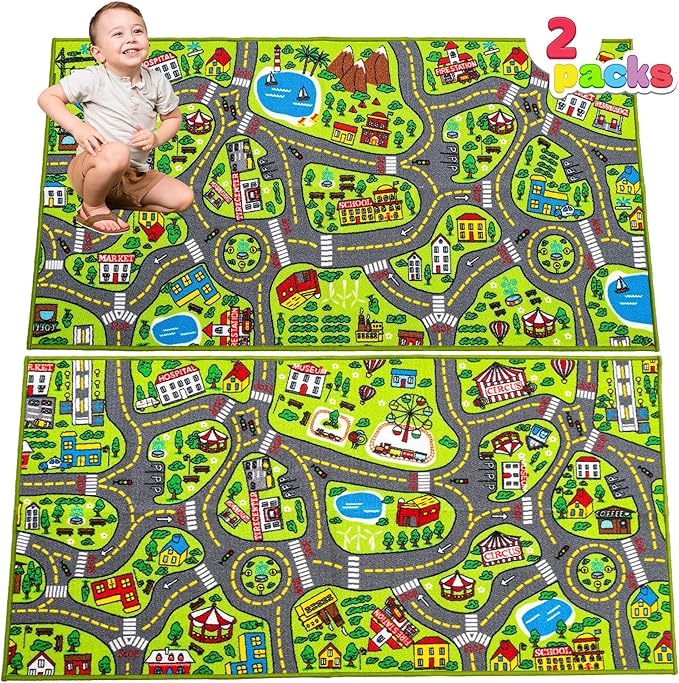 JOYIN Kids Play Rugs, Playmat City Life Carpet, Durable Carpet Playmat Rug, City Pretending Play, Toddler Rug