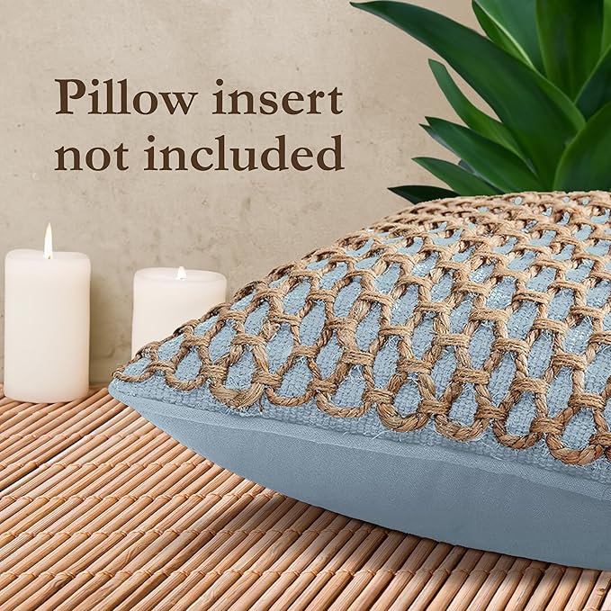 Boho Living Jada Decorative Throw, (1) 12" x 20" Pillow Cover, Light Blue