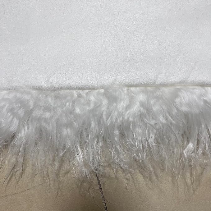 100% Real Mongolian Lamb Fur Cushion Cover/Pillowcase (12x20inch,White) 1