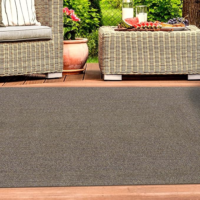 Superior Indoor/ Outdoor Large Area Rug, Reversible Braided Home Floor Decor for Living Room, Kitchen, Entryway, Patio, Front Porch, Deck, Modern, Boho, Farmhouse Style, 3' x 5', Latte