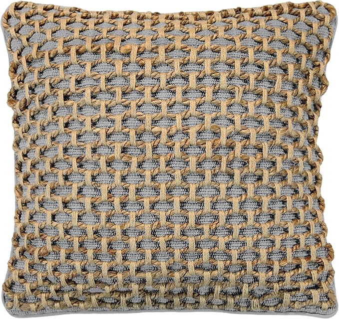 Boho Living Jada Decorative Throw, Includes Accent, Premium Woven Design, Living Room Décor, (1) 20" x 20" Pillow Cover with Insert, Grey