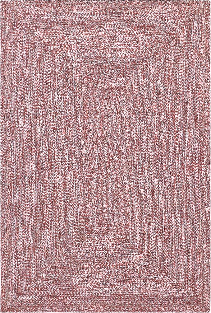 Superior Large Indoor/Outdoor Area Rug, Multi-Tone Reversible Braided Floor Decor for Patio, Front Porch, Entryway, Living Room, Office, Nursery, Artistic Home, 4' x 6', Brick-White