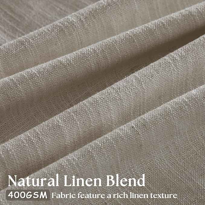 Pinch Pleated Linen 102 Inch Curtains 60 Inch Width for Living Room Divider Light Filtering Semi Sheer Burlywood Taupe Extra Wide Patio Curtains for Sliding Door Floor Ceiling Picture Window 60x102