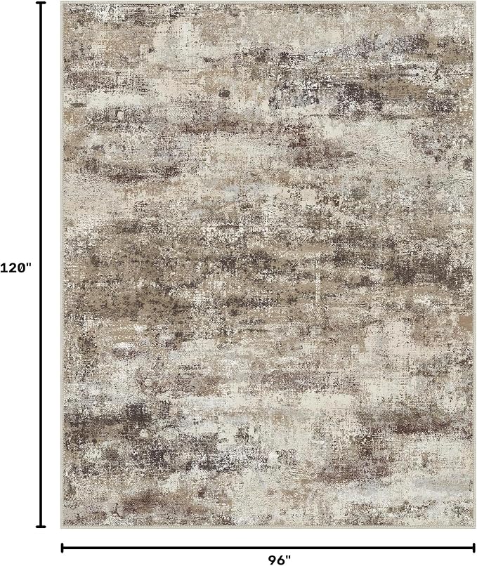 BEIMO Area Rugs 8x10 for Living Room Bedroom, Modern Abstract Machine Washable Rug, Large Soft Low Pile Floor Carpet with Non Slip Backing for Dining Room, Beige/Brown
