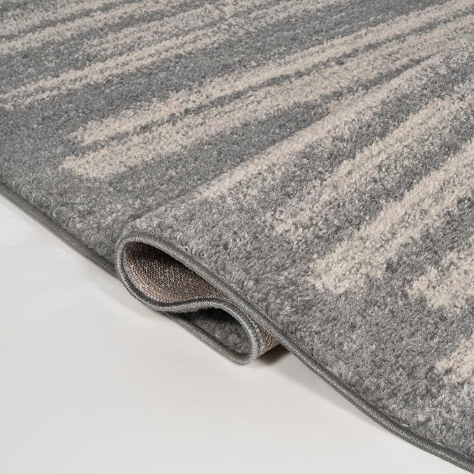 JONATHAN Y Khalil Modern Berber Stripe Gray/Cream Indoor Area Rug, 8x10, Contemporary, Bohemian, Easy-Cleaning for Living Room, Bedroom, Kitchen, Pet Friendly, Non-Shedding (MOH207G-8)