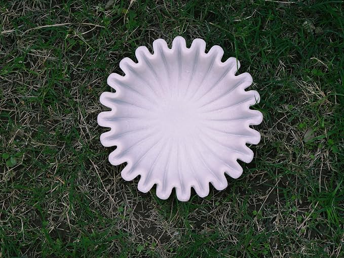 Ruffle Marble Scalloped Bowl 6 inches, White Wavy Bowl, Handmade Fluted Dish, Marble Ruffle Centerpiece, Stone Jewellery Display