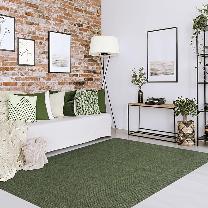 Superior Indoor/ Outdoor Large Area Rug, Reversible Braided Home Floor Decor for Living Room, Kitchen, Entryway, Patio, Front Porch, Deck, Modern, Boho, Farmhouse Style, 5' x 8', Green