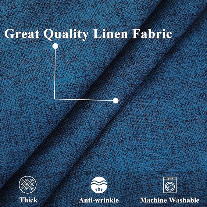 decorUhome Summer Decorative Throw Pillow Covers 20x20 Set of 2 Square Faux Linen Outdoor Neutral Farmhouse Pillow Covers with Stitched Edge for Couch Sofa Living Room, Dark Blue