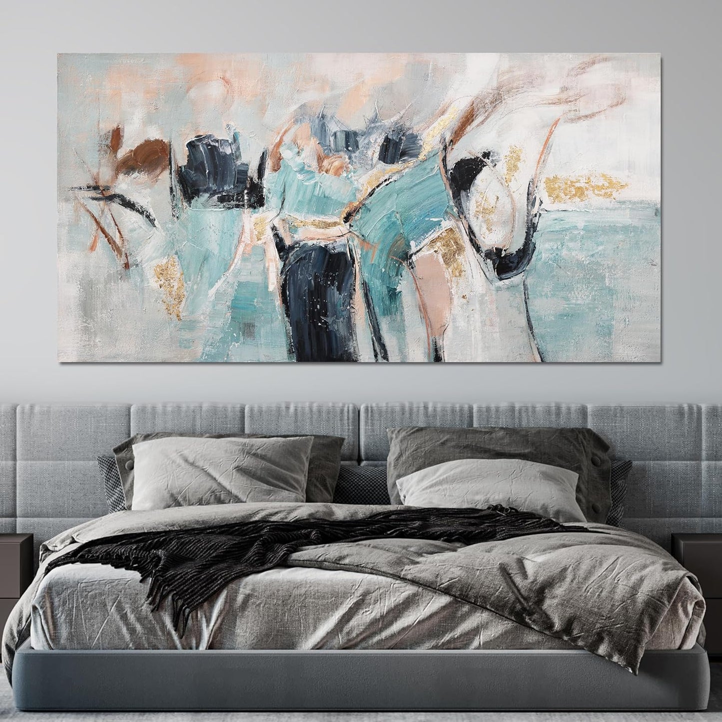 Canvas Wall Art Decor Pictures Blue And Gold Modern Abstract Wall Art Decor Paintings For Living Room Canvas Abstract Aesthetic Artwork For Walls Wall Art For Bedroom Office Wall Decorations 20" X 40"